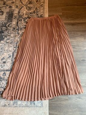 Pleated Maxi Skirt in Light Brown